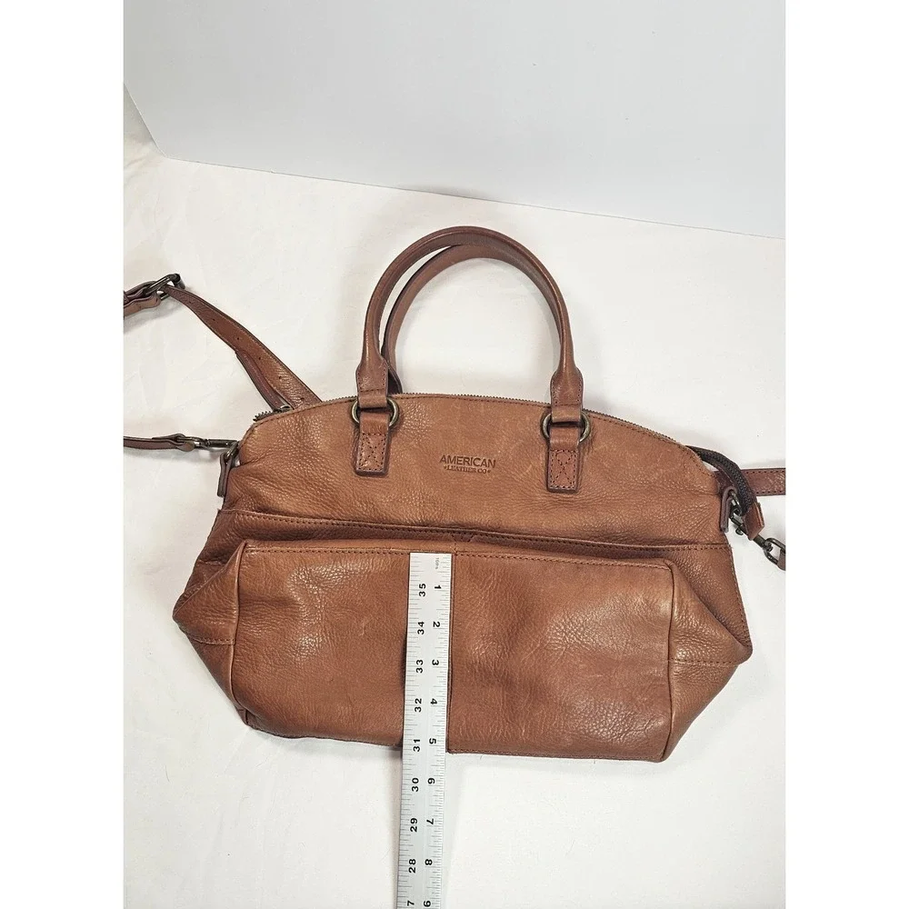 American Leather Co. Cognac Carrie Leather Dome Satchel Bag Soft Leather Zip Top